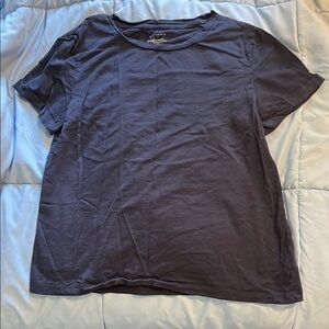 Navy Crew Neck Shirt with Cuffed Sleeves